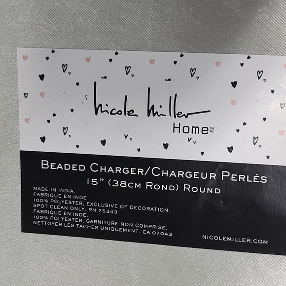 x4 Nicole Miller Valentines Hearts  Sparkly Beaded Placemats Charger SET New - Picture 6 of 10